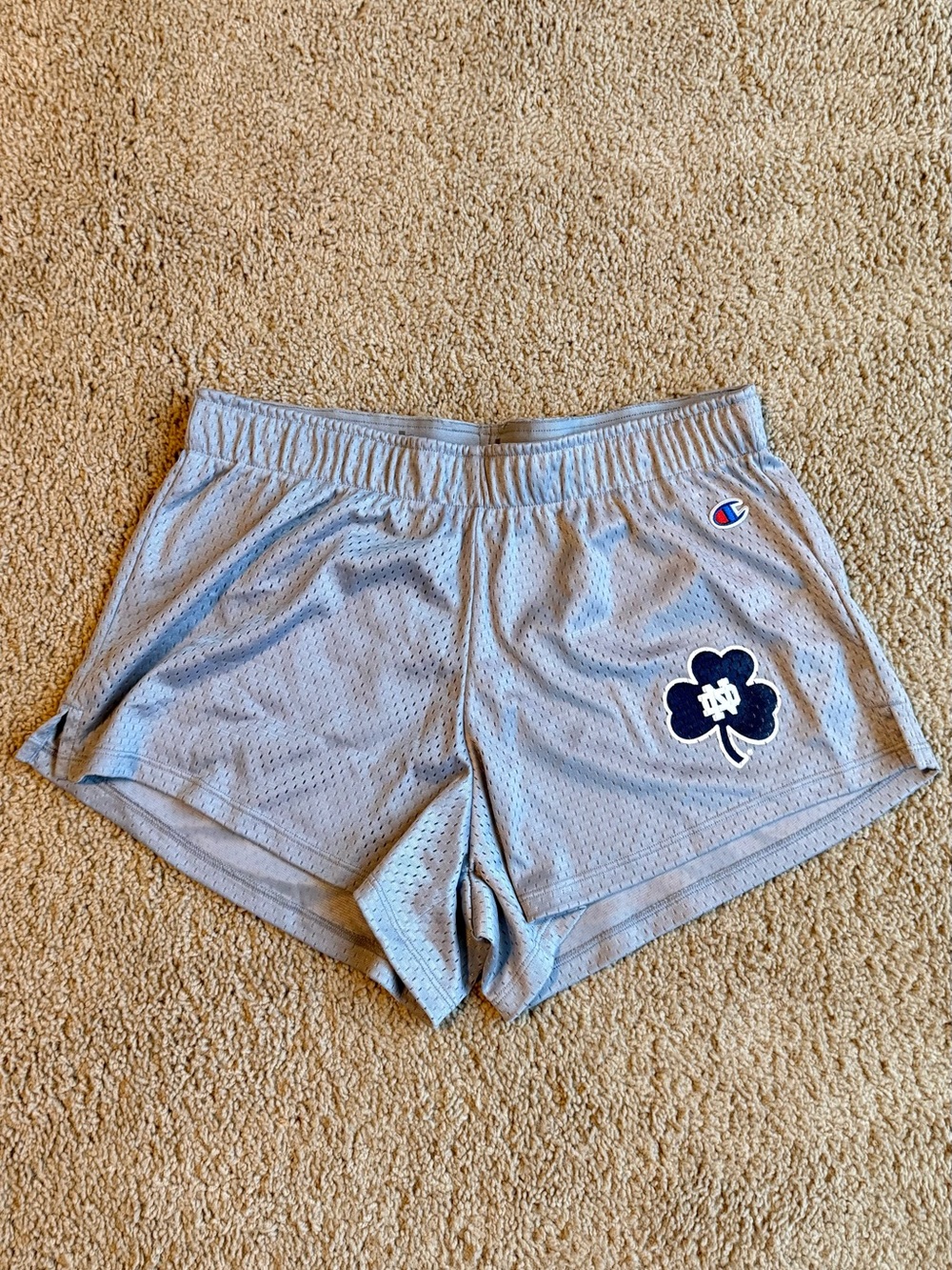 Champion Women's Light Gray Mesh Notre Dame Athletic Shorts